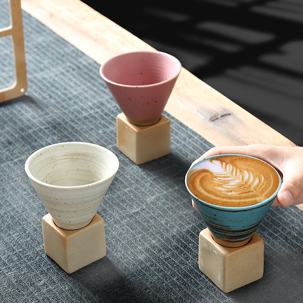 Creatieve Retro Keramische Koffiekop Ruw Aardewerk Theekop Japanse Latte Pull Bloem Porseleinen Beker Huishoudelijk Nieuw Aardewerk Mok