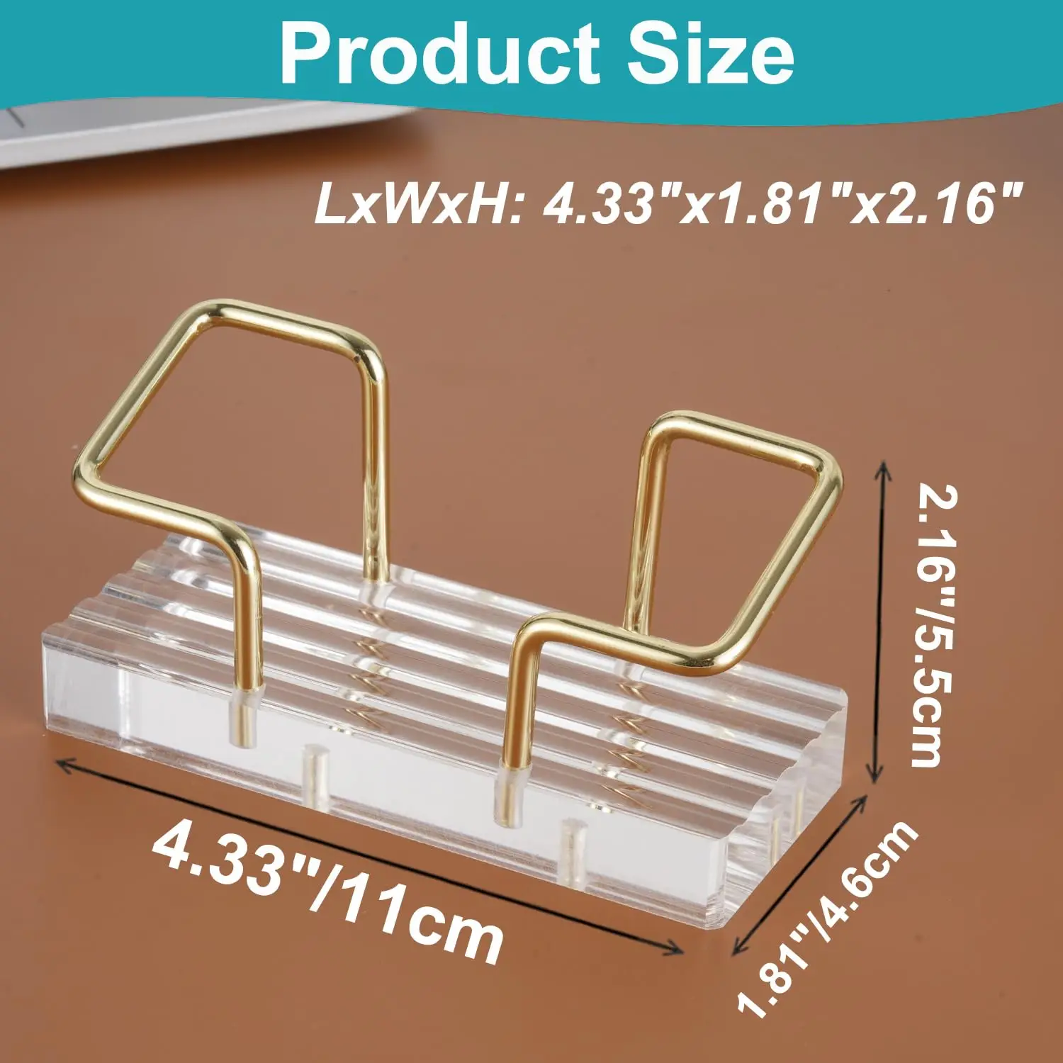 1PC Business Card Holder for Desk, Modern Clear Gold Business Card Display Holder, Desktop Plastic Name Card Organizer