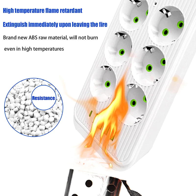 Prolunga di alimentazione con spina UE con cavo da 2 m, presa multipla, ricarica rapida USB-C e adattatore per filtro di rete.