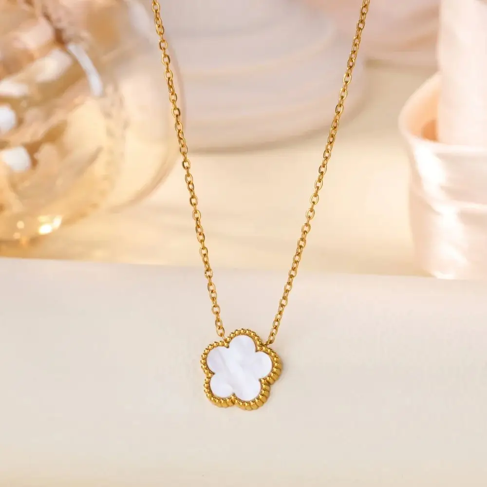 Lucky Clover Necklaces for Women Gold Color Stainless Steel Clover Pedant  Necklace Valentine Party Trendy Jewelry Gift