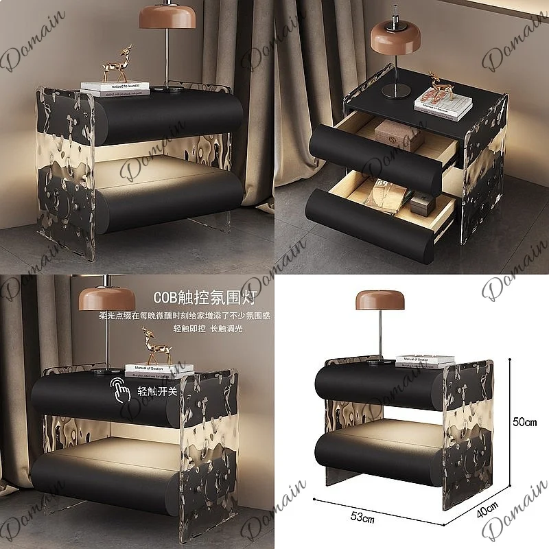 Acrylic coffee table bedside table sofa edge water ripple modern simple living room bedroom bedside storage