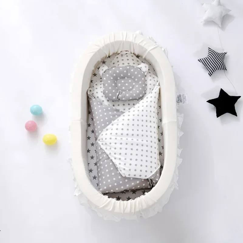 4pcs New Multifunctional Portable Crib Middle Bed Travel Mobile Soft Bed babynest set Baby Sleeping Lounger For Newborn Baby