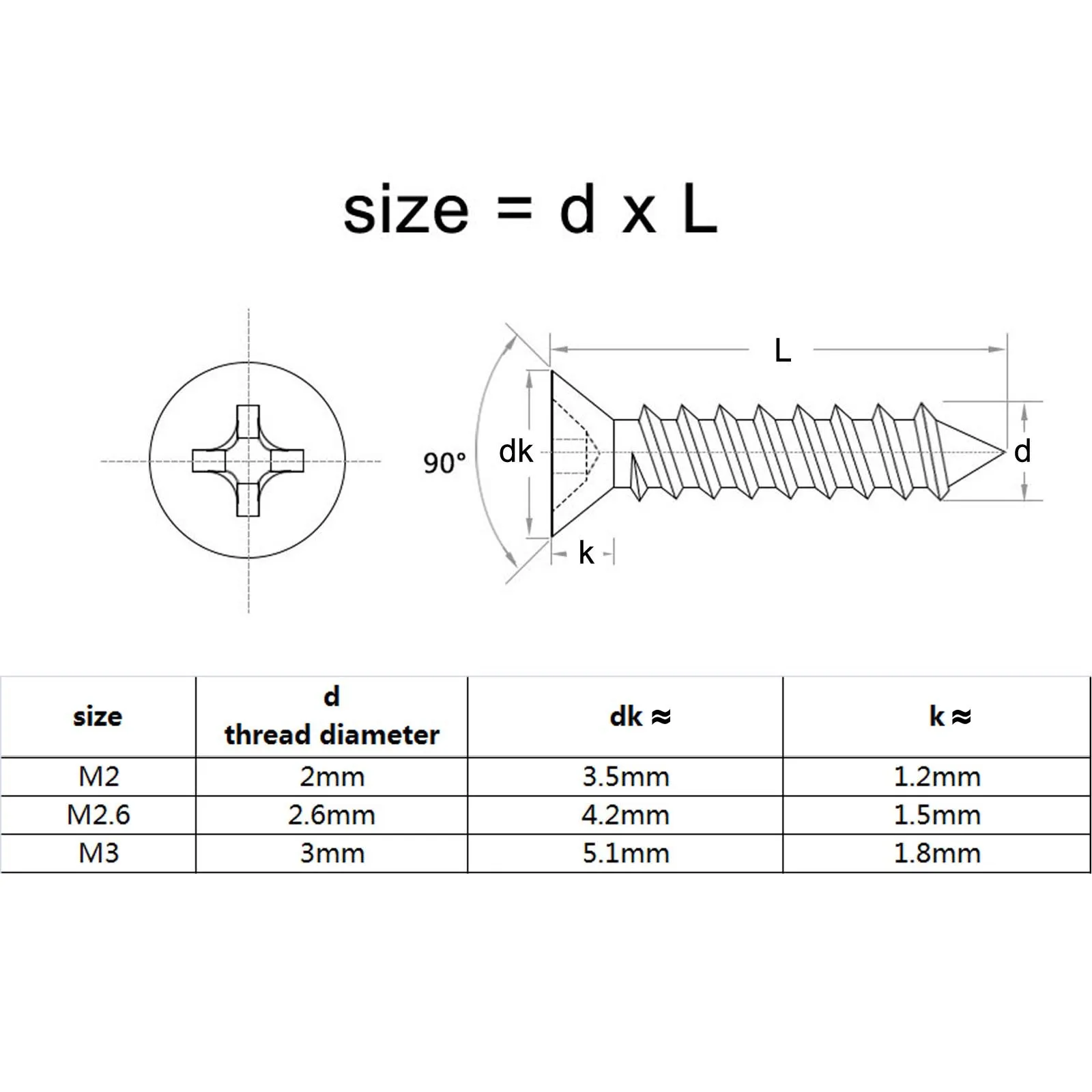 200X M2 M2.6 M3 Mini Small Golden Silver Bronze Black Steel Phillips Flat Countersunk Head Self Tapping Screw For Wood Box Hinge