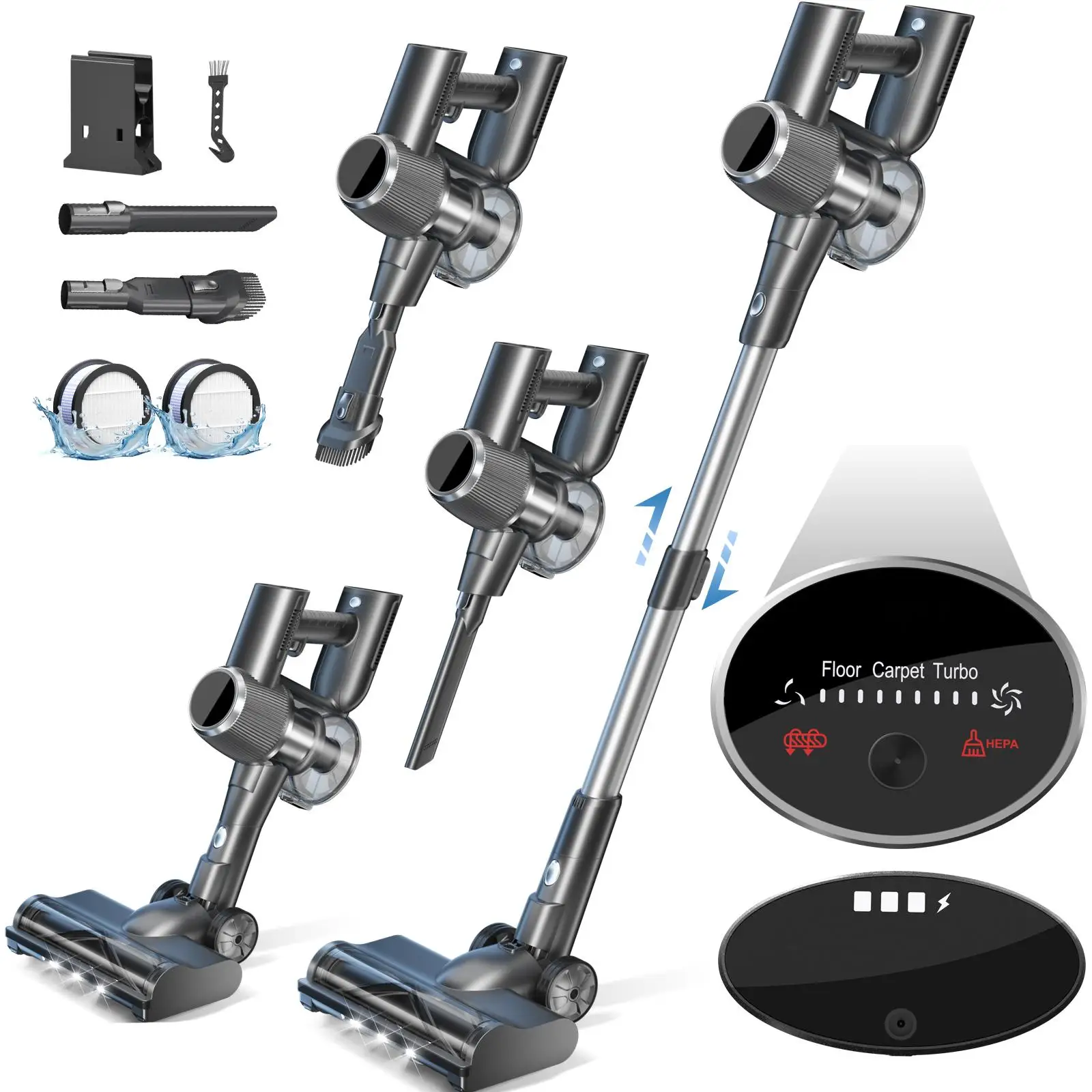 

Carpet Cleaner Stick Vac With Tangle-Resistant Design Powerful Suction Rechargeable Lightweight For Carpet Floor Pet Cordless