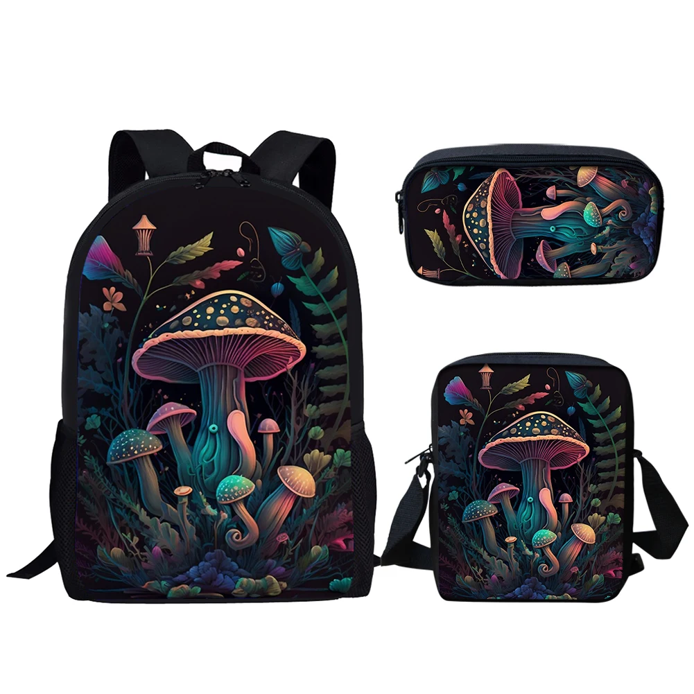 Belidome-Bolsas escolares Magic Mushroom para meninas adolescentes, mochila de viagem para mulheres, mochila casual, design de marca, 3 peças