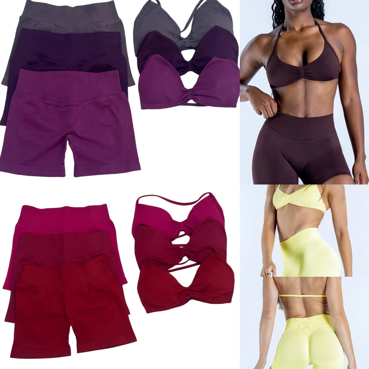 2PCS DF impact Gym Set Women Strappy Yoga outfts Bra Top sportswear Workout Scrunch Shorts Sports Suit Seamless Fitness Set