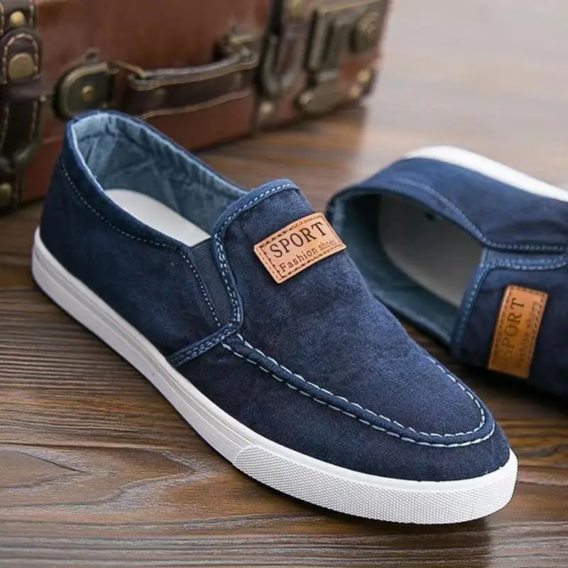

Men's Casual Canvas Slip-On Work Shoes Breathable Old Beijing Cloth Shoes Low Cut Lace-Up Rubber Bottom Footwear