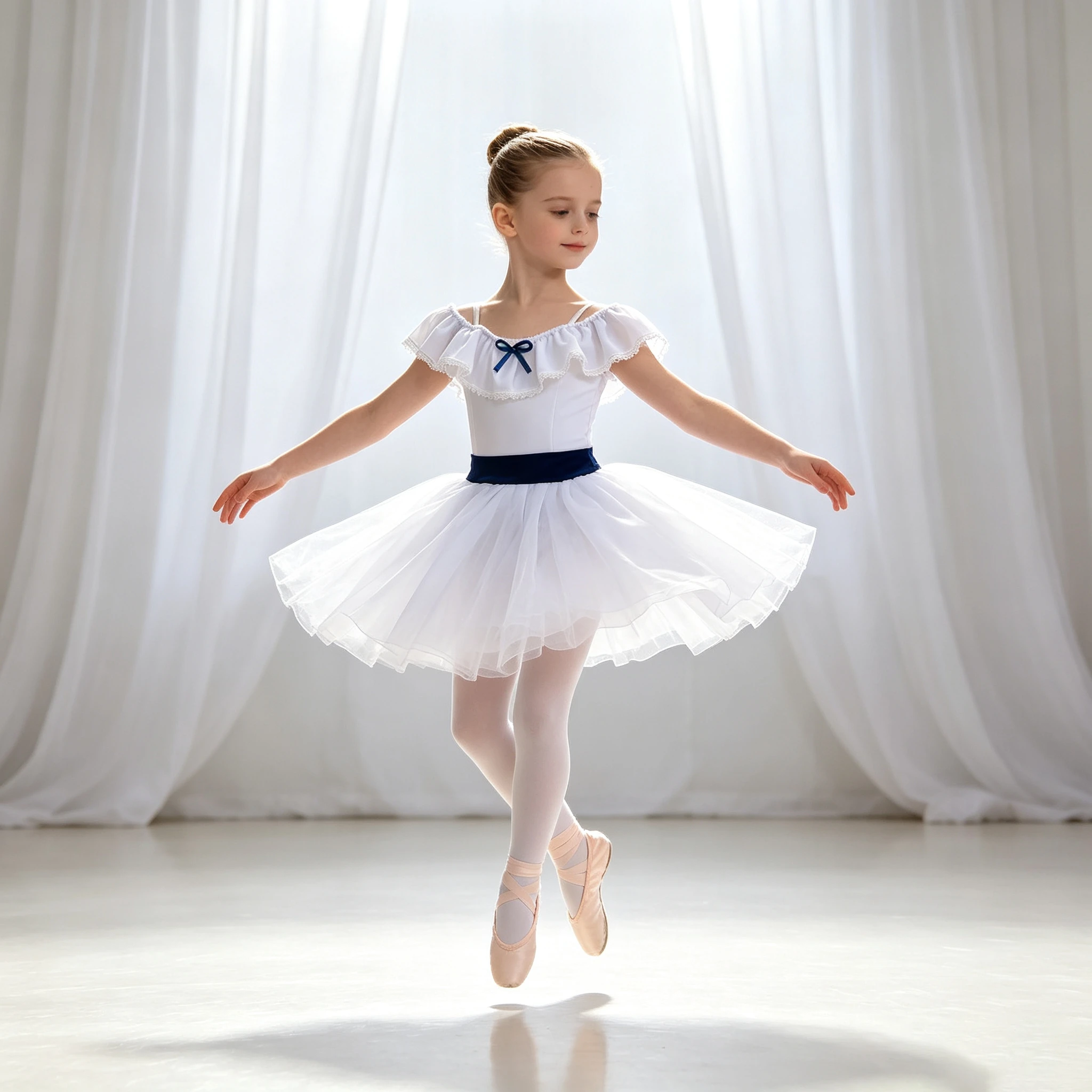 White Chiffon Ballet Tutu Skirt for Girls Women Classic Ballerina Dress for Dance Performance Costume Recital & Graduation