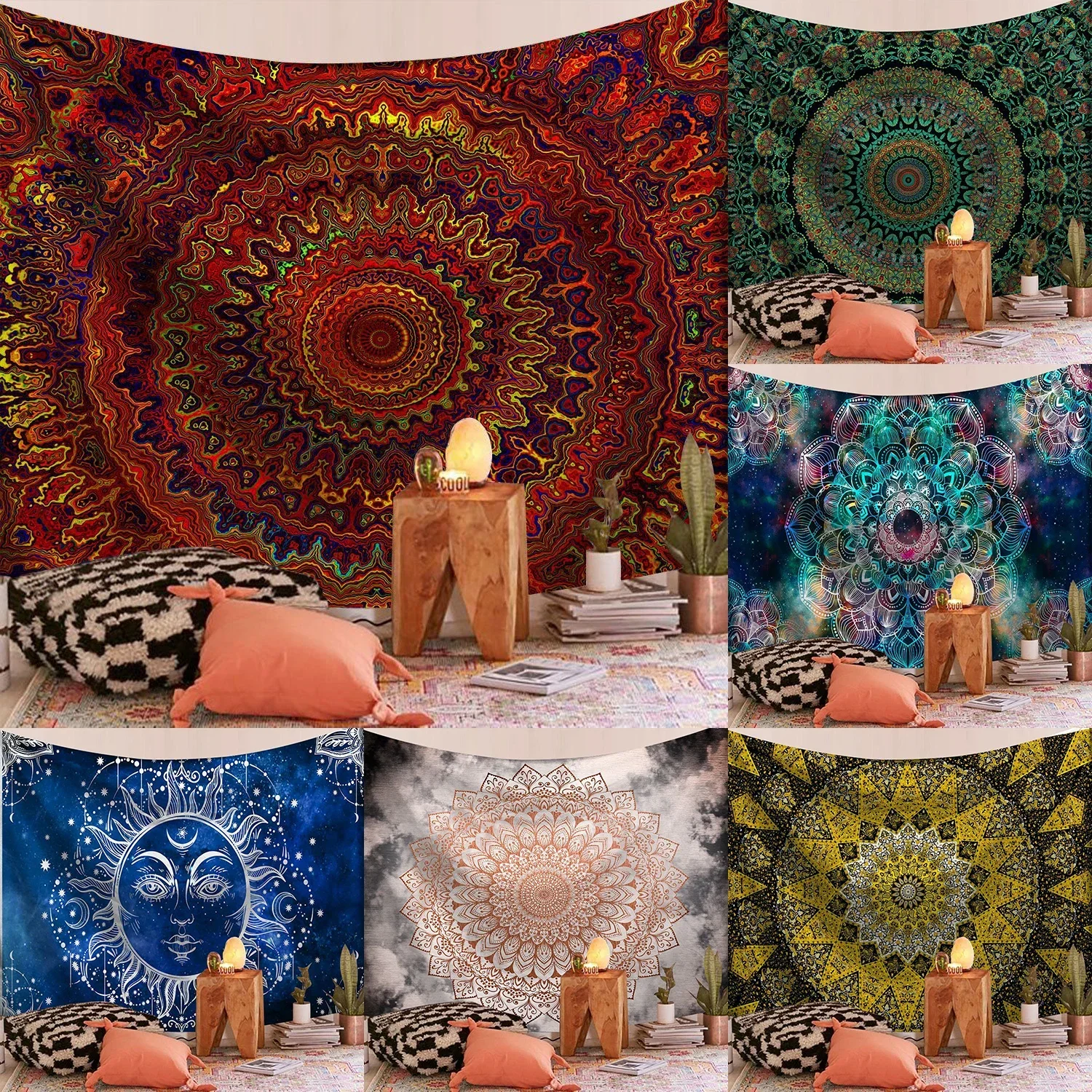 Indian Mandala Tapestry Wall Hanging Sandy Beach Throw Rug Blanket Camping Tent Travel Mattress Bohemian Sleeping Pad Tapestries