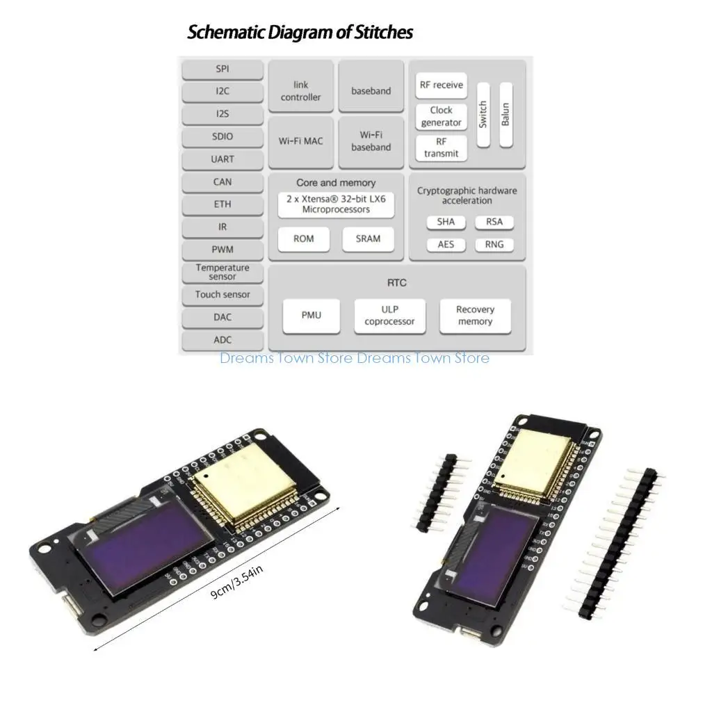 

HX6A Плата программируемого контроллера ESP32 Встроенные антенны OLED-дисплей Двухканальный Wi-Fi Bluetooth-совместимый