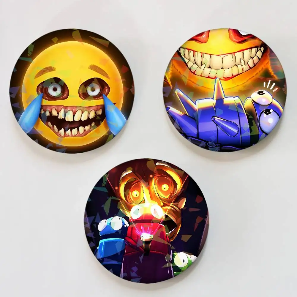 R.E.P.O. Horror Game Round Badge Lapel Pins for Backpacks Briefcase Laser Brooch Clothes Gifts
