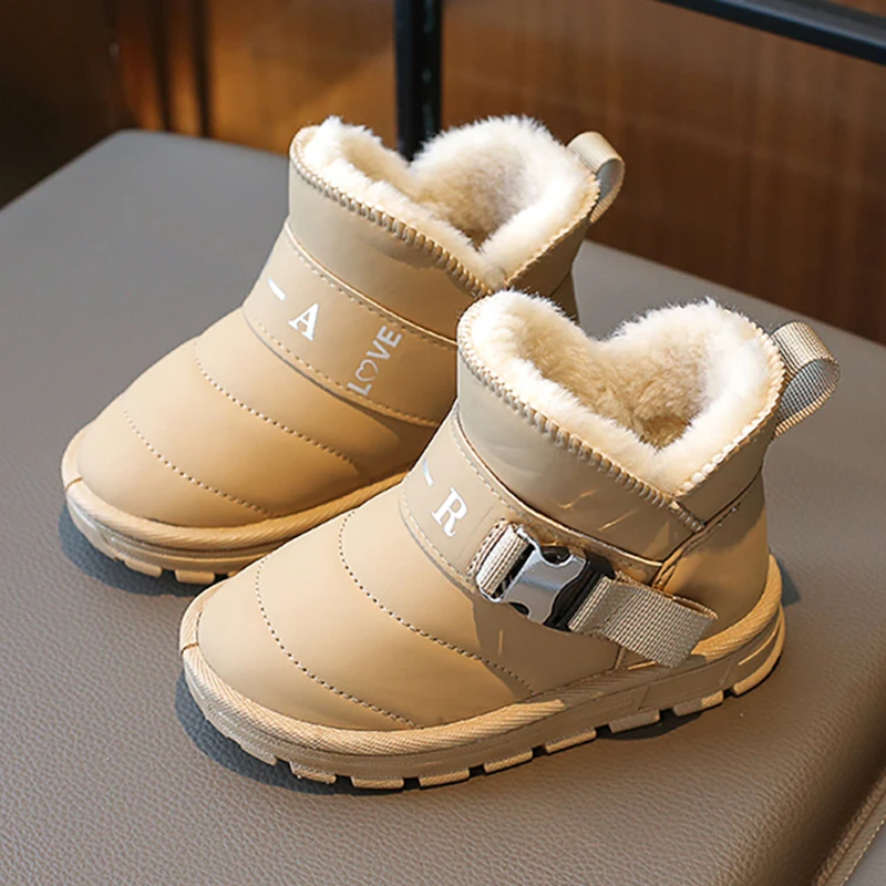 

Зимние плюшевые ботинки для детей, толстые теплые стеганые ботинки для мальчиков и девочек, водонепроницаемые походные ботинки из искусственной кожи для подростков, детские зимние ботинки