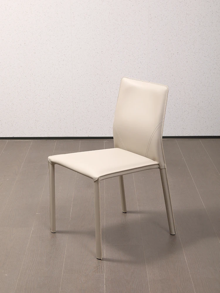 The product can be customized.Saddle leather dining chair cream light luxury luxury sense hotel lounge chai