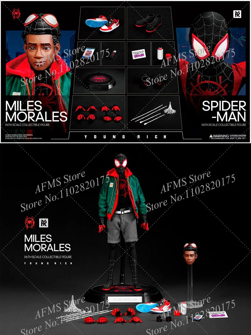 YOUNGRICH TOYS 1/6 Scale Collectible Figure Miles High School Student Spider Boy Combat Suit Version 12