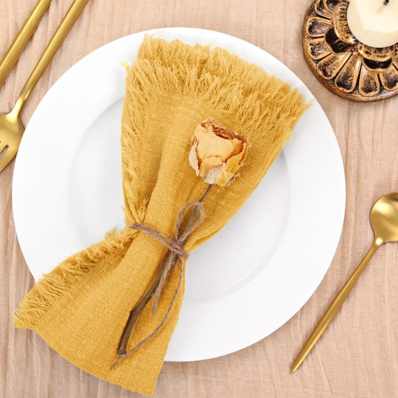 32x32 سنتيمتر الزفاف الديكور البوليستر مهدب المناديل مناسبة للديكور اليومي في حفلات الزفاف غرف المعيشة 6/12 قطعة