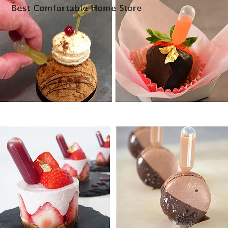50pcs Mini Liquid Squeeze Droppers Disposable Jam Dropper For Cupcake Sauce Transfer Pipettes Droppers Cake Dessert Tools