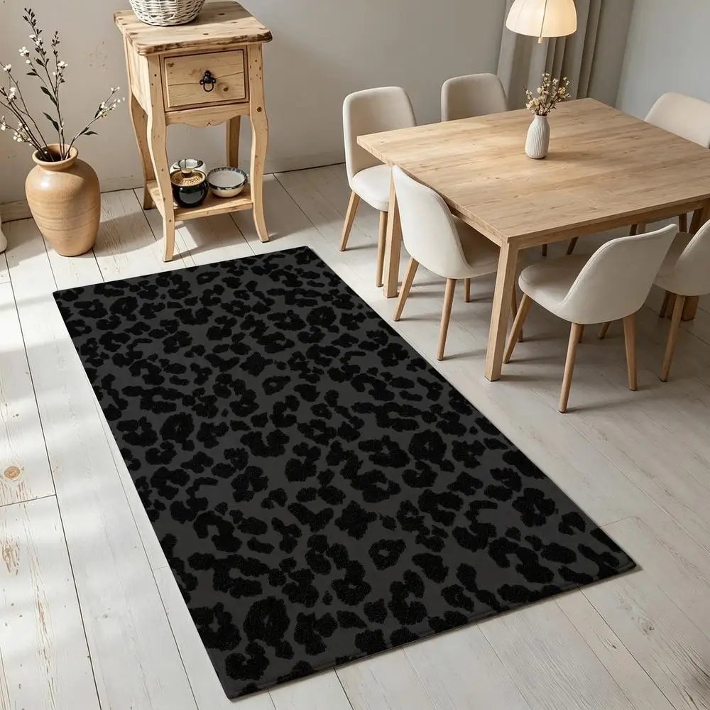 2D 1 Piece Soft, Comfortable, Easy to Care, Machine Washable Indoor Rug, Leopard Print Style, Ideal for Under Dining Table, Living Room, Bedroom, Entryway, Hallway, Kitchen Home Decoration