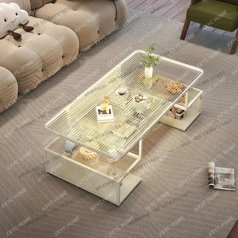 

cream wind tempered glass living room household sofa coffee table small apartment light luxury coffee table