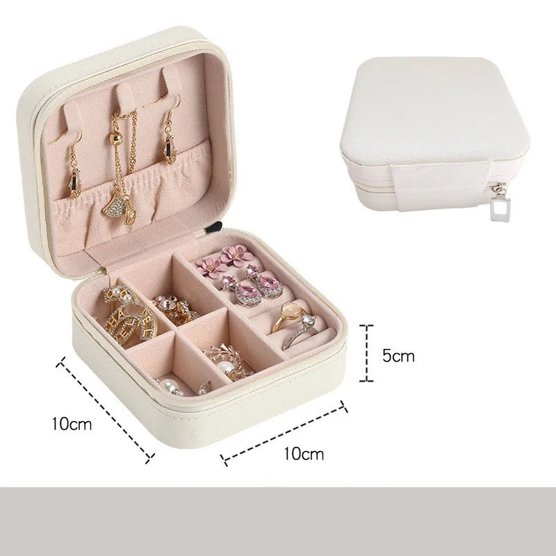 Square Jewelry Box Portable Simple Multifunctional Jewelry Organizer Women Girls Gift Earrings Rings Necklace Storage Case Box