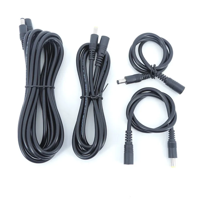 Conector de extensión de fuente de alimentación DC macho a hembra, Cable de enchufe, adaptador de Cable para cámara de tira led, 5,5x2,1, 2,5mm, 12v, 18awg, 10x