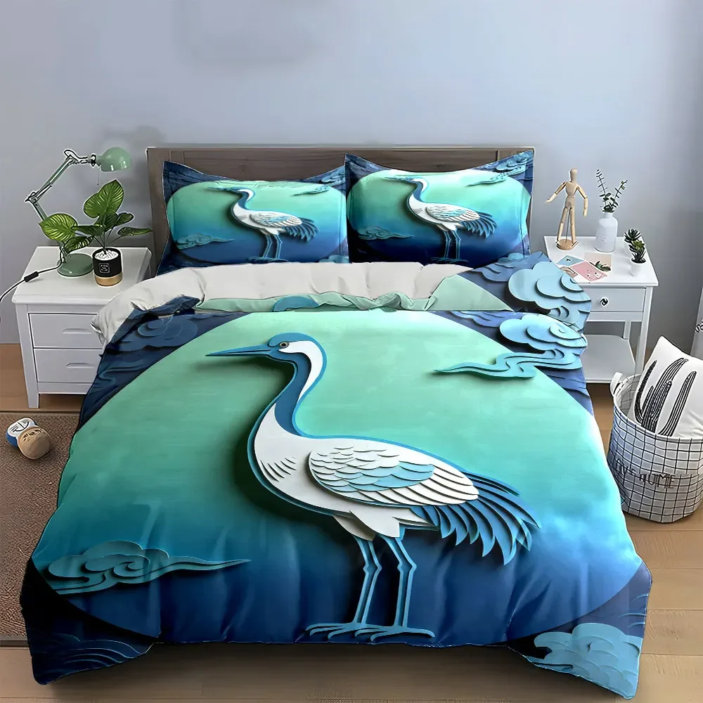

"Crane Art Decor Set" Soft Comfortable Duvet Cover Bedding Set Included 1*Duvet Cover & 2*Pillowcases, gift