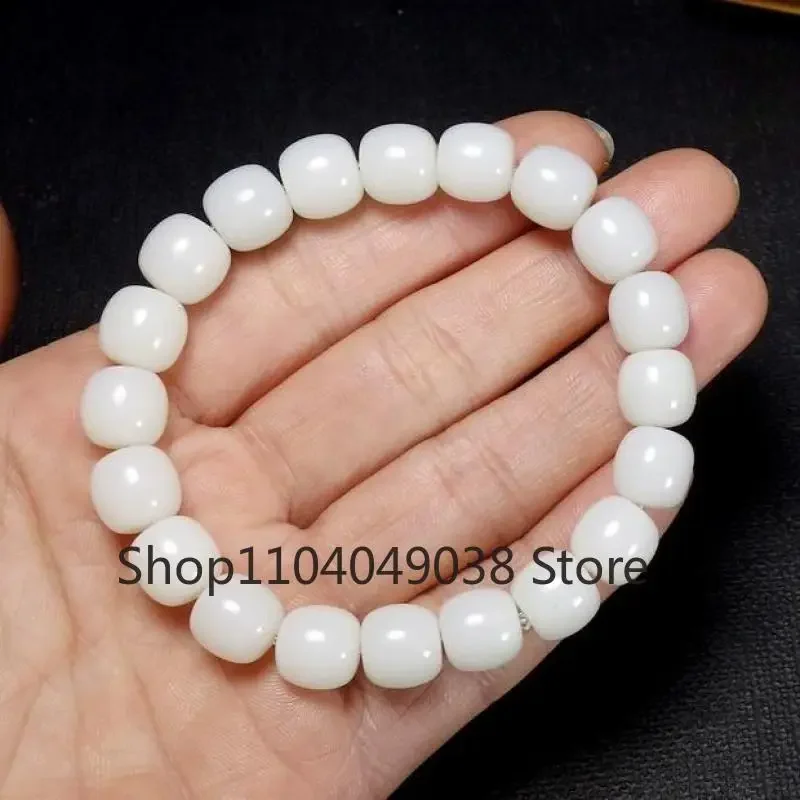 

Real Chinese White Jade Elastic Bracelet Men Women Healing Gemstone Jewelry Natural Hetian Nephrite Lucky Amulet Jades Bracelets
