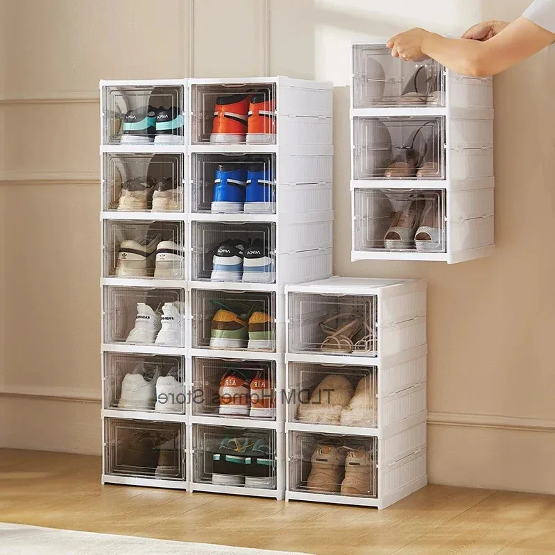 

Sneaker Shoe Rack Organizers Storage Thin Stretcher Foldable Corner Wall Armable Multilayer Mueble Zapatero Living Room Cabinets