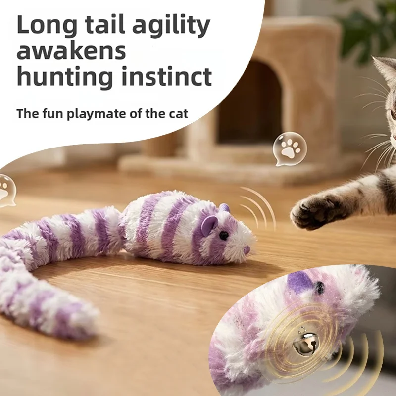 1/2 pièces Jouet interactif pour chat en peluche en forme de souris, couineur, imitation de souris, résistant aux morsures, jouet pour chaton, jeu d'auto-amusement, accessoires pour chats