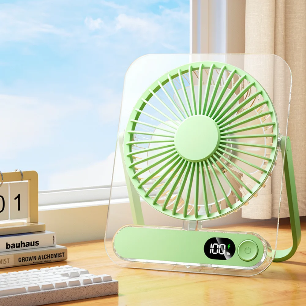 Transparent Desktop Air Fan USB Rechargeable Mini Quiet Cooling Blower Compact Slim For Modern Office Equipment