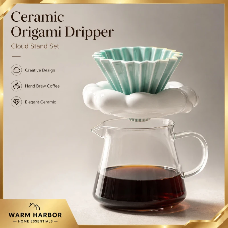 Ceramic Pour Over Coffee Dripper Origami Filter Cup Cloud Stand Hand Drip Brewer Coffee Filter Holder Home Barista Brewing Tool
