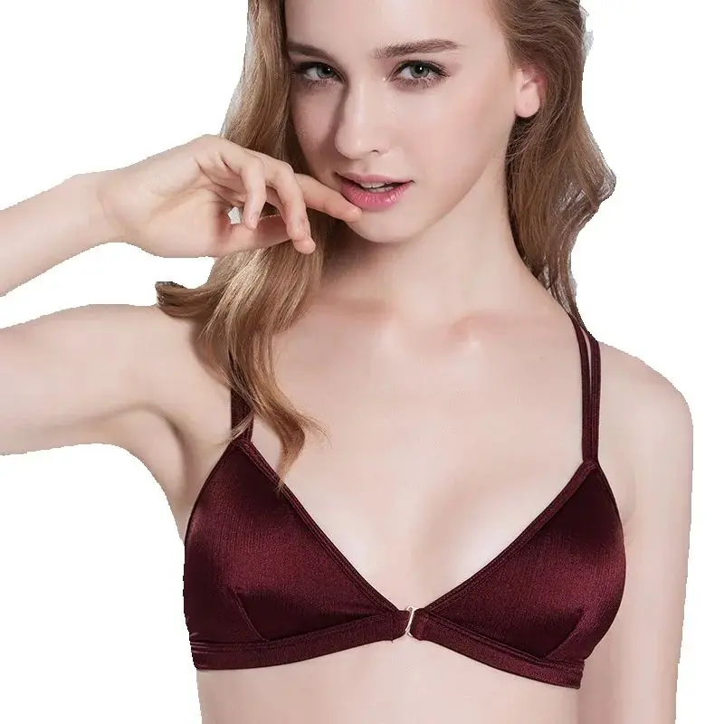

Women's French Style Bra Girl Wrapped Chest Adjustable Shoulder Strap Single Buckle Satin Sexy Top Seamless Underwear Lingerie