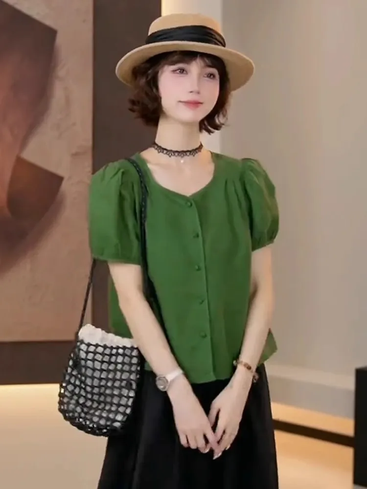 

Повседневный женский топ с V-образным вырезом и прямым кроем, модный, универсальный, стройнящий, красивый, летняя новинка