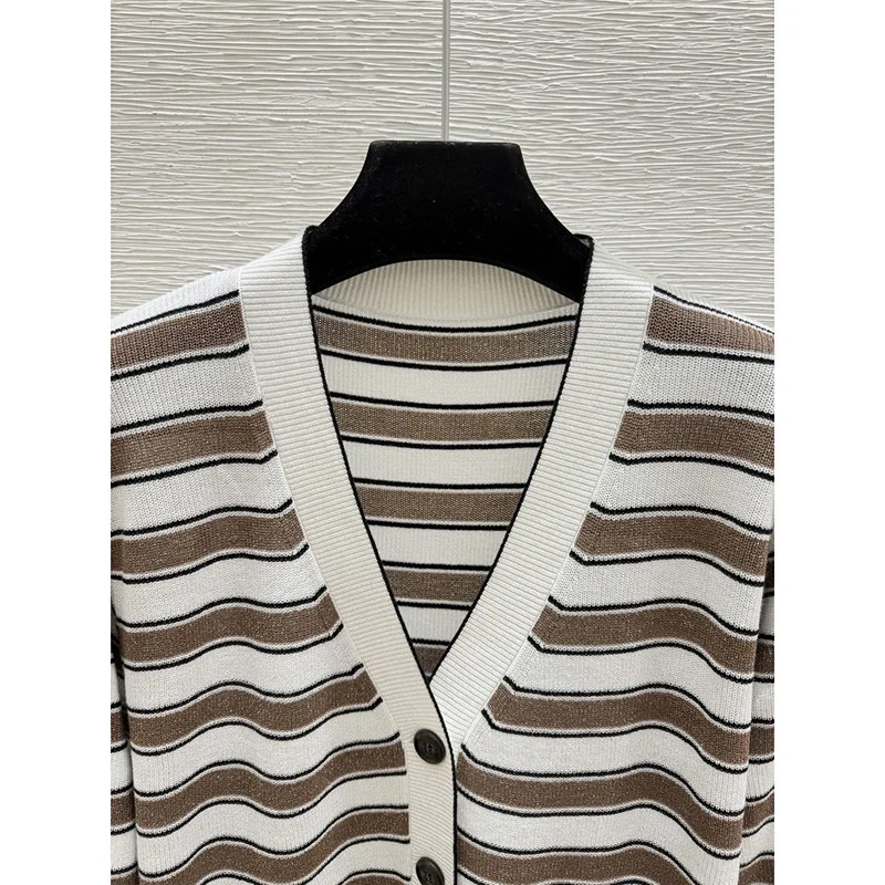 26 Autumn Winter New Knitted Striped Cardigan Sweater for Women