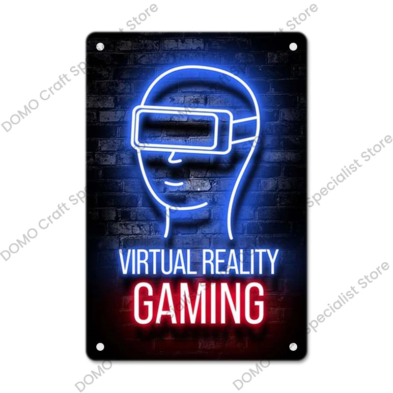 النيون ألعاب الألعاب المشارك علامات معدنية خمر معدن القصدير لوحة جدار ديكور فني للبنين غرفة اللعب المنزل 20x30 سنتيمتر