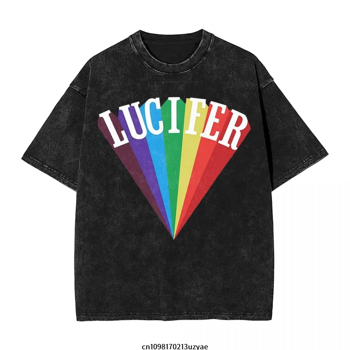 

Мужская винтажная хлопковая футболка Lucifer Rising с короткими рукавами, летняя футболка в стиле хип-хоп