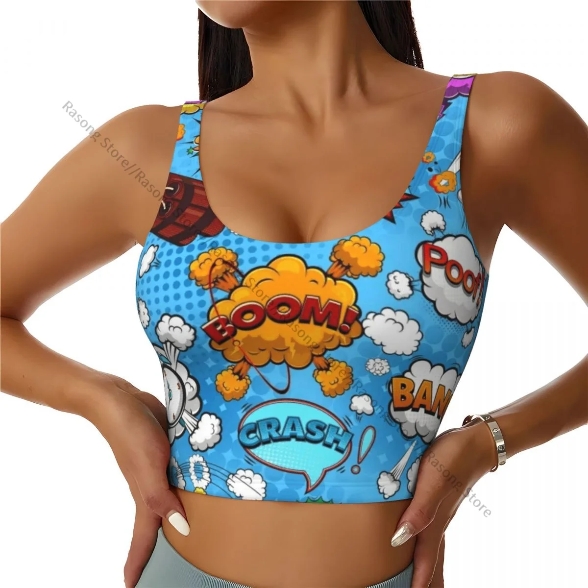 Sports Bra Women Running Yoga Clothes Vest Comic Speech Bubbles Gathering Fitness Vest