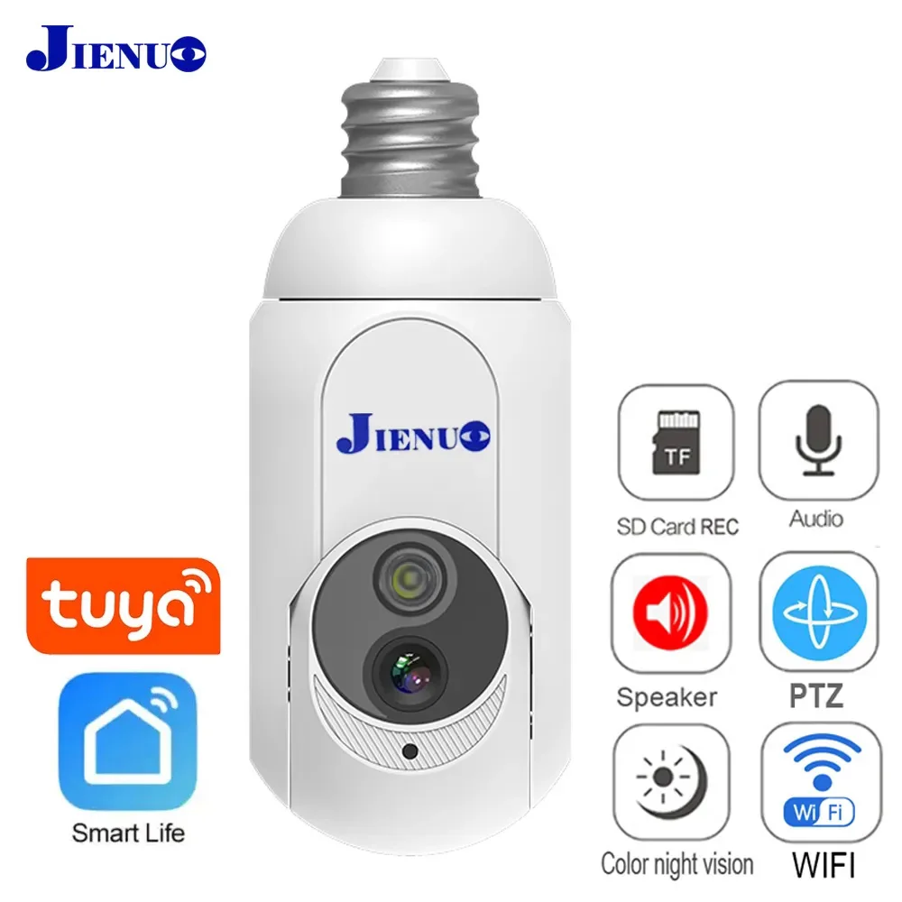 

Tuya PTZ IP Camera E27 Bulb Wireless Auto Tracking CCTV Security Video Surveillance Camera Wifi HD Home Cam Smart Life JIENUO