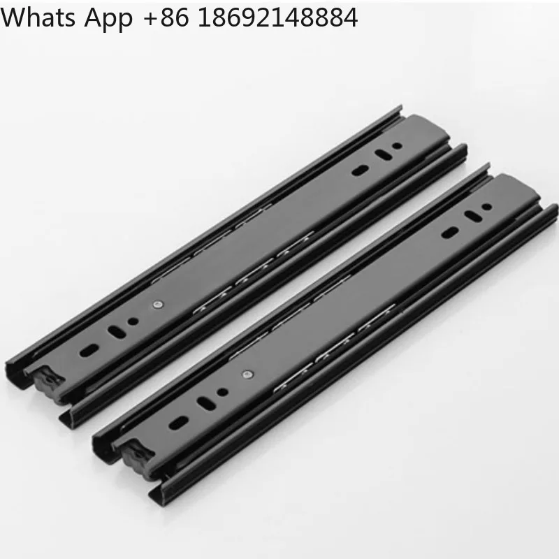 SH-ABC Drawer Slide Buffer Damping Silent Rail Black Three Section Rail 45mm Wide Rail