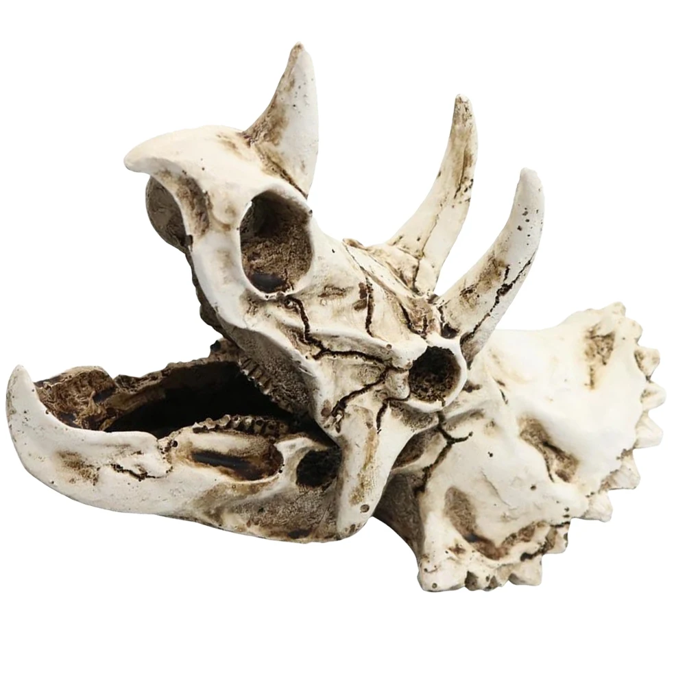 

Resin Dinosaur Skull Aquarium Ornament Fish Tank Hiding Place Fish Shrimp Shelter Realistic Underwater Decor Aquarium Decor