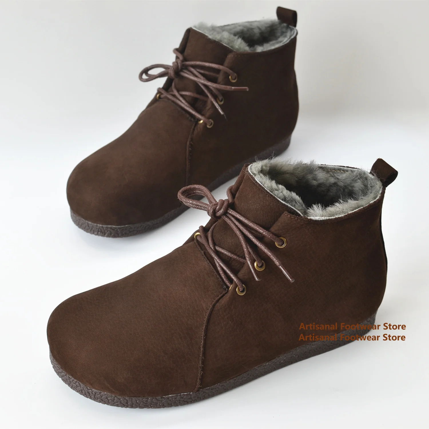 Winter Fleece Lined Ankle Boots Round Toe Lace-Up Short Booties Warm Cold Weather Casual Shoes Trendy Winter Men's Boots