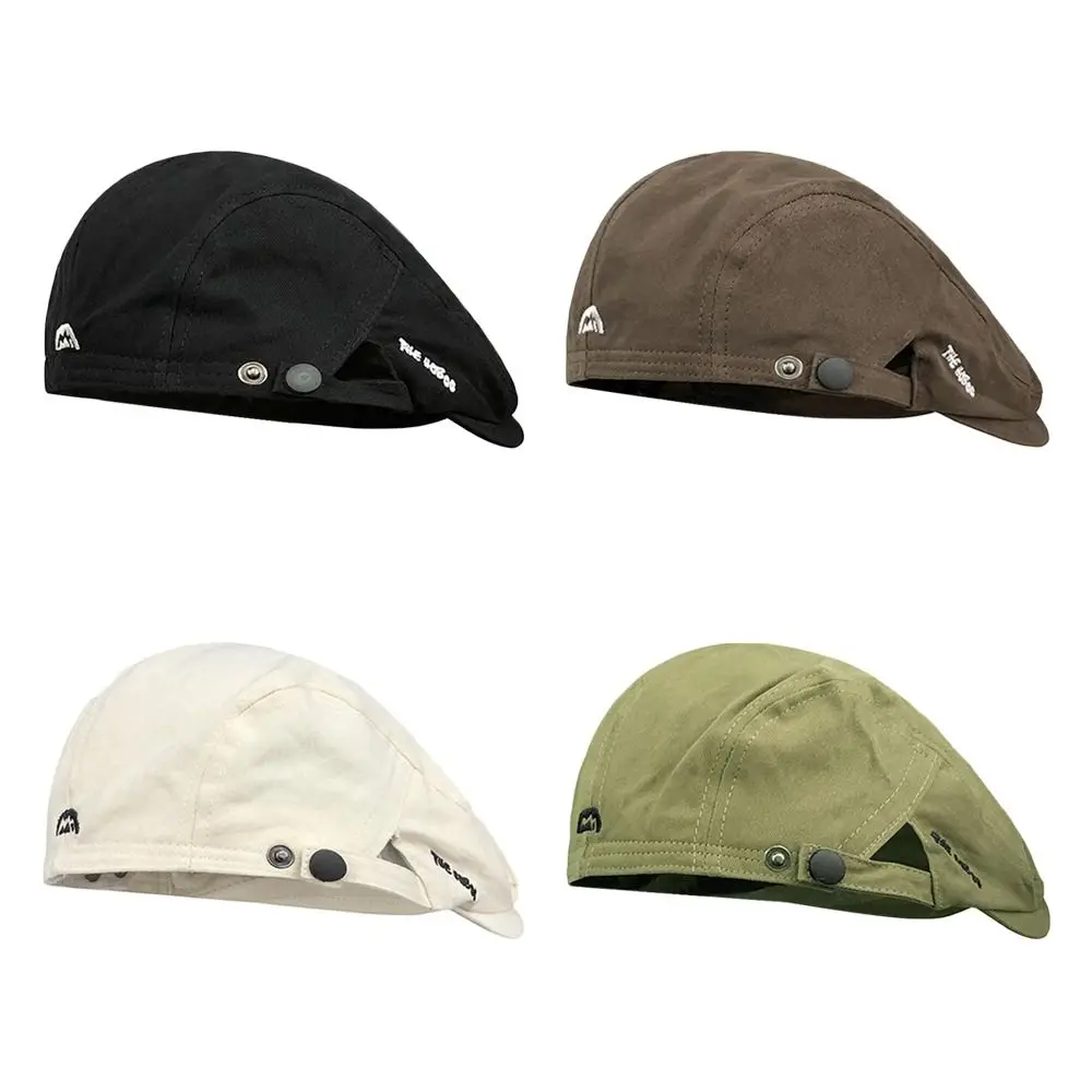 

Casual Embroidery Beret Hat Cotton Vintage Newsboy Cap Front Back Wear Soft Gatsby Cap for Women Men