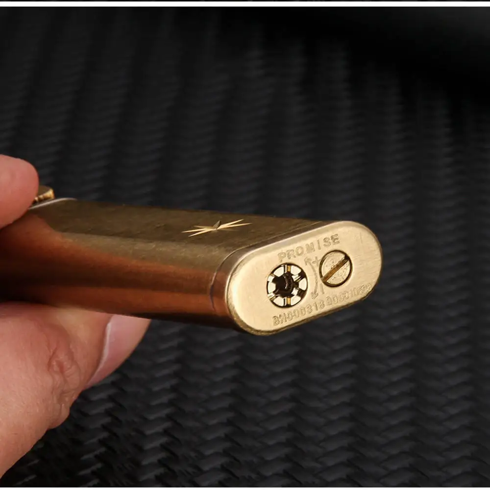 Promise Full Brass Pipe Gas Lighter Oblique Flame Inflatable Lighters High Quality