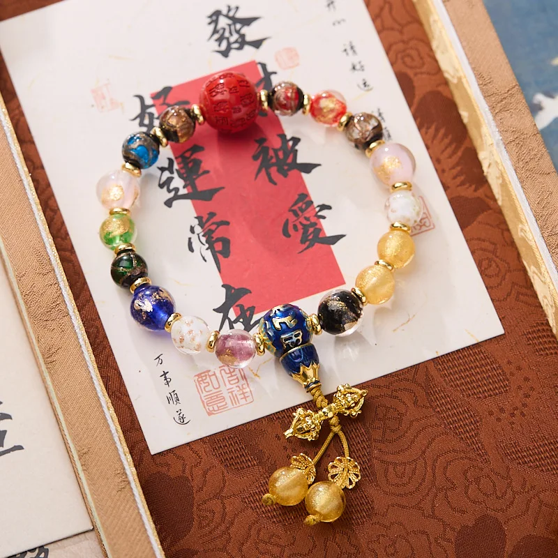 Premium 2025 Snake Zodiac Incense Ash Glass Ceramic Gold Foil Bracelet Lucky Money Unisex Gift Exquisite Fashion Jewelry