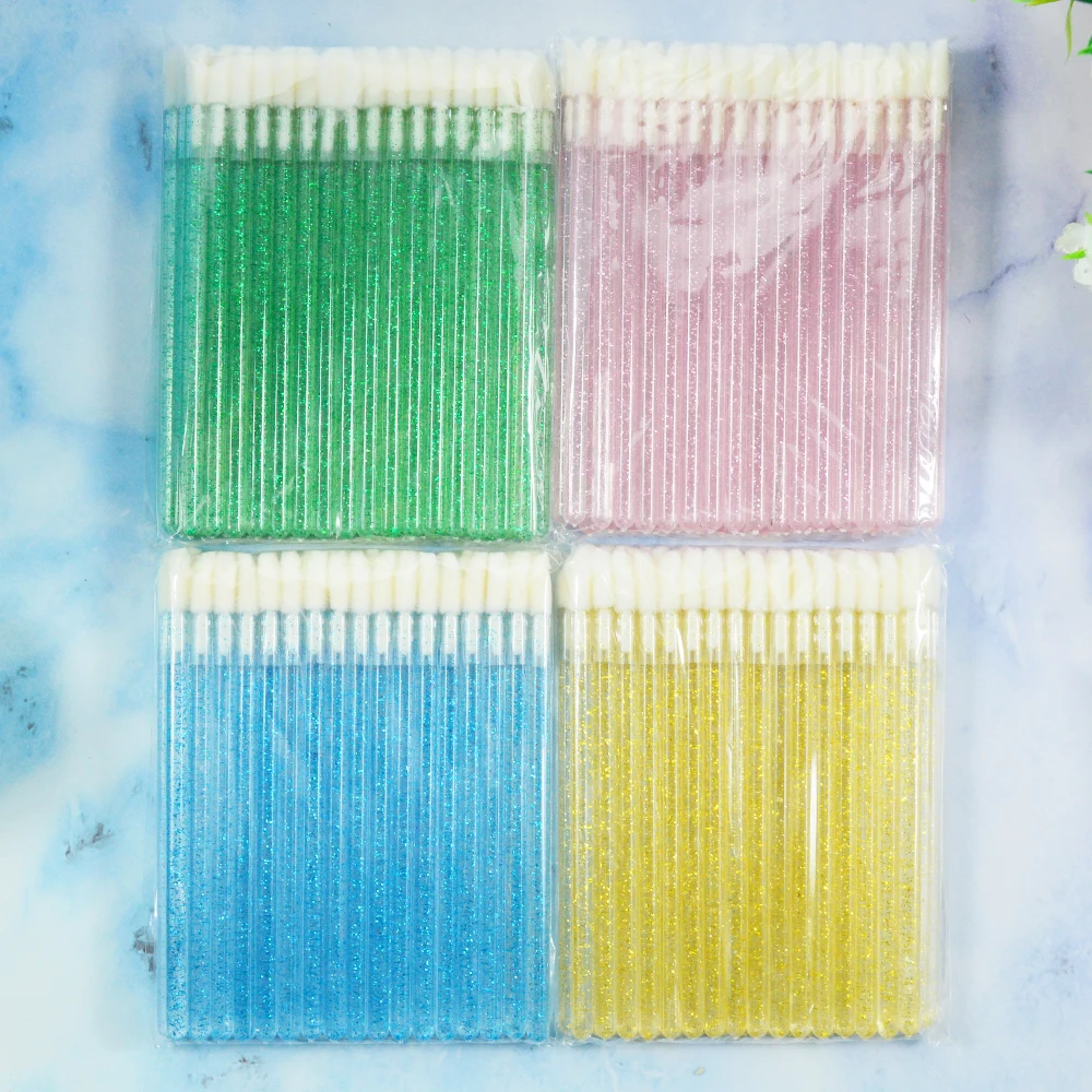 50 Uds. De pinceles desechables de cristal para labios, varillas para rímel, aplicador, cepillos de diamante, cosméticos para suministros de extensiones de pestañas