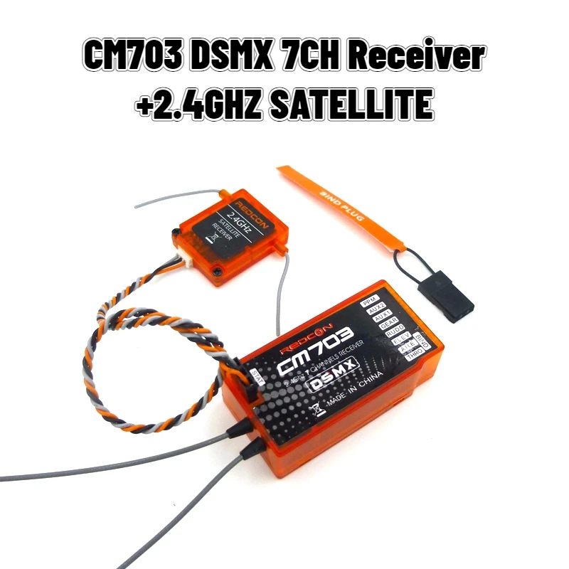 Orange CM703 7 Channel 2.4Ghz RC Receiver with Satellite PPM + PWM Output Compatible with DSM2 and DSMX, Orange CM703+DSM