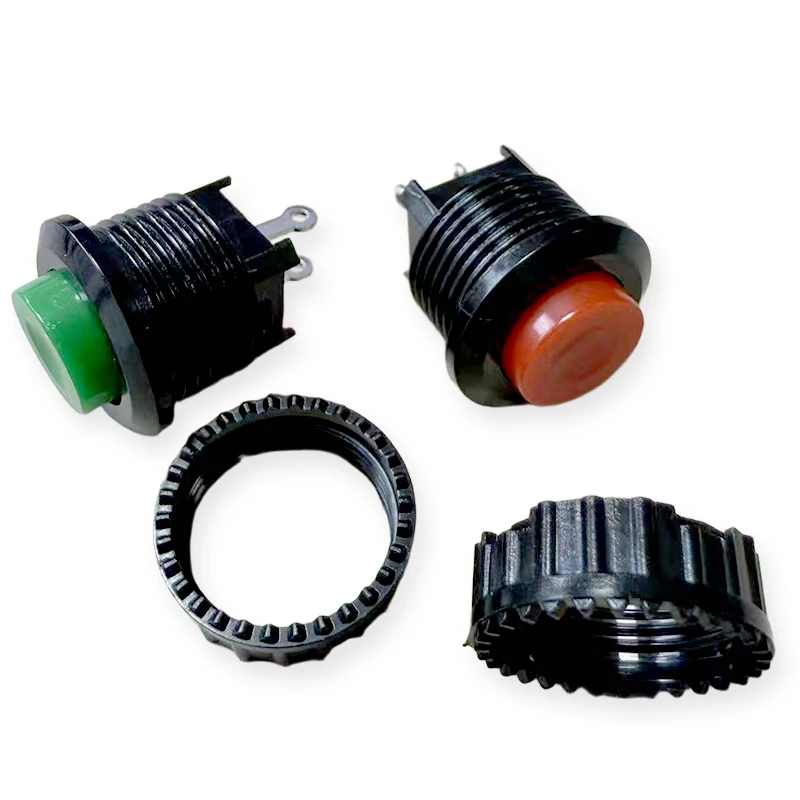 10PCS DS-500 Red/Green Circular Button Switch 14mm Hole Fixed Bottom Mounted Without Lock Reset 1A 250VAC Power Push Switch