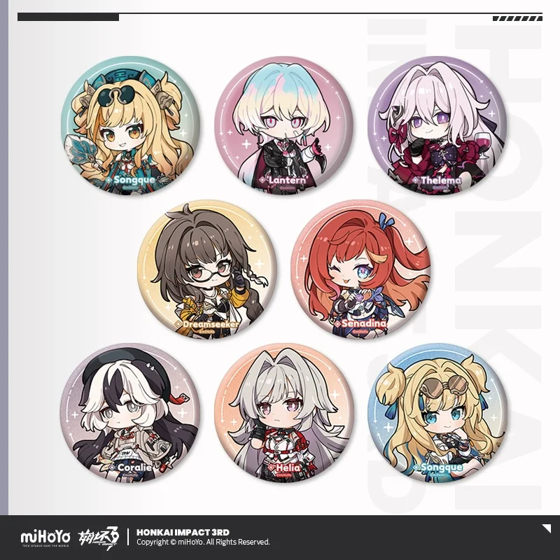 Sunsyea Honkai Impact 3rd Ⅱ Official Merch miHoYo Original Authentic Q Version Badge Senadina Coralie Helia