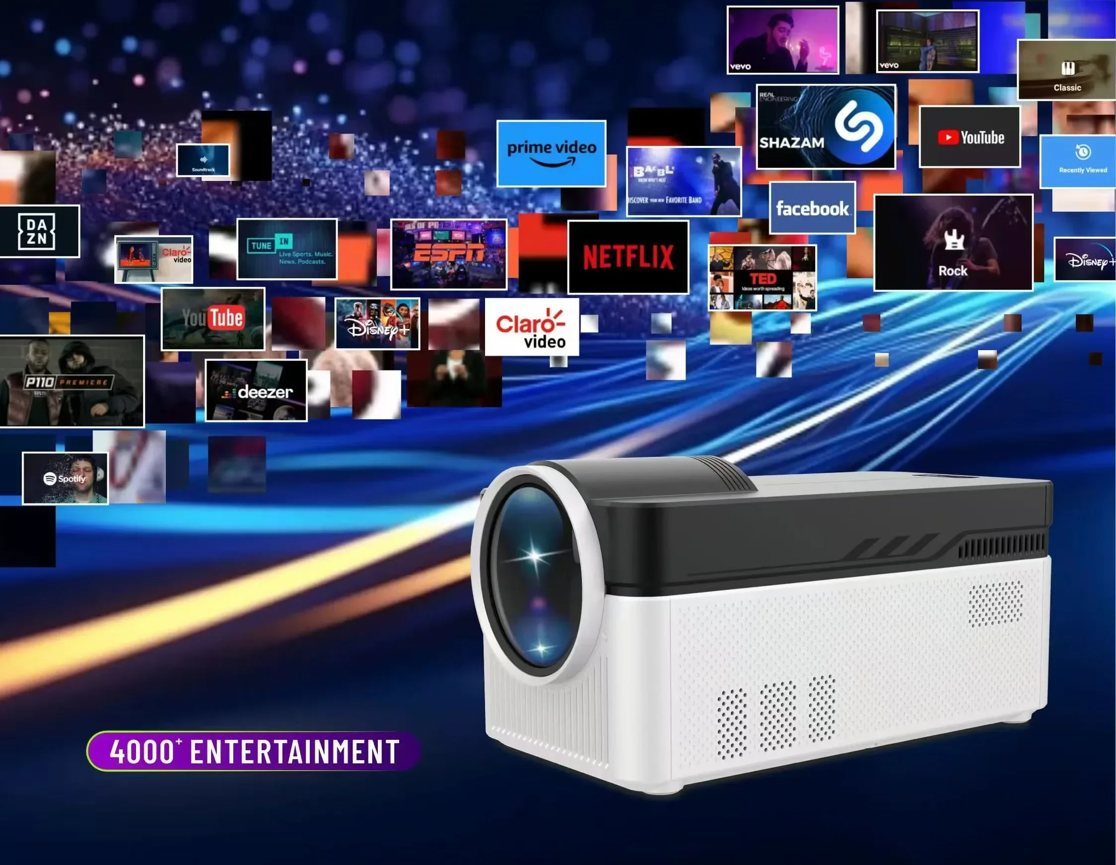 2025 دقة الصورة Hy450 Mini المحمولة مع 700 لومن 2 جيجابايت رام 32 جيجابايت روم جهاز عرض Led 4k للاستخدام المنزلي