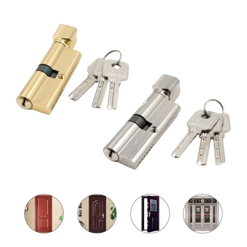 Keyed Entry Door Lock Cylinder Lockset ith 3 Keys Anti-theft Entrance Door Lock Single Open Lock Cylinder for Home