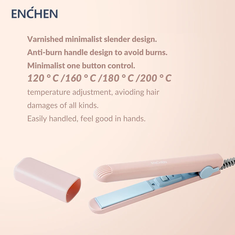 ENCHEN 미니 헤어 스트레이트너 플랫 아이언, 즉시 가열 컬링, 건식 및 습식 이중 화상 방지 스타일링 도구, 160 °C-180 °C